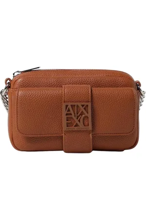 Armani Exchange Tassen, Dames, Bruin, ONE Size, Leer, Zwarte Crossbody Tas Chic Veelzijdig Accessoire