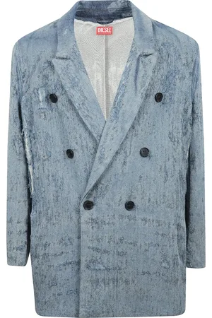 Diesel Jassen, Heren, Blauw, L, Katoen, Double-breasted blazer met klassieke revers