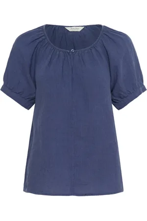Part Two Blouses & Shirts, Dames, Blauw, M, Linnen, Vrouwelijke Linnen Blouse Oceana Stijl