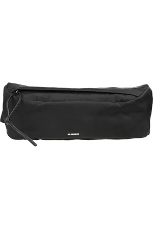 Jil Sander Tassen, Heren, Zwart, ONE Size, Leren Schoudertas met Voorvak