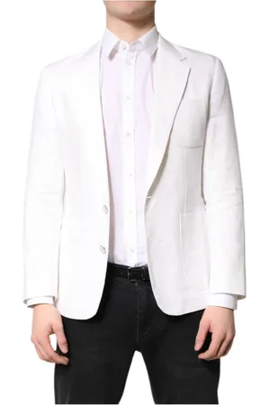 Dolce & Gabbana Pakken, Heren, Wit, M, Katoen, Witte Single Breasted Blazer Katoenen Voering