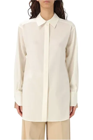HUGO BOSS Blouses & Shirts, Dames, Wit, M, Elegante Witte Zijden Blouse Shirt