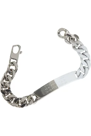 Maison Margiela Accessoires, Dames, Grijs, 2Xl, Minimal Logo ID Tag Armband