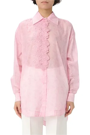 ERMANNO SCERVINO Blouses & Shirts, Dames, Roze, 2Xs, Luxe Kantdetail Roze Shirt
