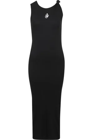 J.W.Anderson Kleedjes, Dames, Zwart, M, Katoen, Twisted Strap Maxi Jurk