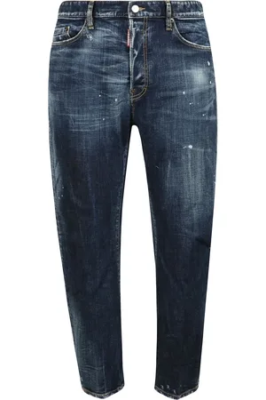 Dsquared2 Jeans, Heren, Blauw, 2Xl, Denim, Stretch Denim Jeans met Verborgen Knoopsluiting