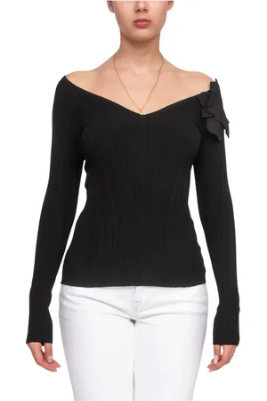 Elisabetta Franchi Truien, Dames, Zwart, L, Zwarte Gebreide Trui voor Vrouwen