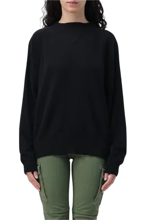 Woolrich Truien, Dames, Zwart, M, Kasjmier, Roze Cashmere Crew Neck Sweater