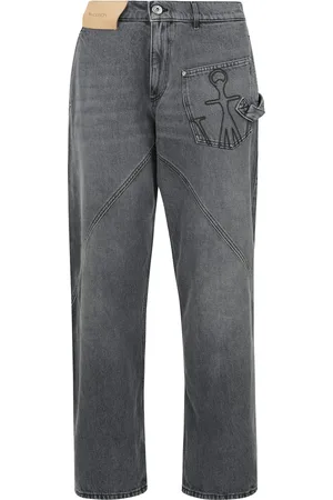 J.W.Anderson Jeans, Heren, Grijs, W29, Katoen, Gedraaide been werkkleding jeans