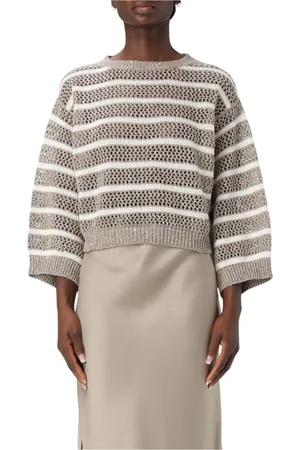 Brunello Cucinelli Truien, Dames, , S, Gestreepte Gebreide Pullover Trui