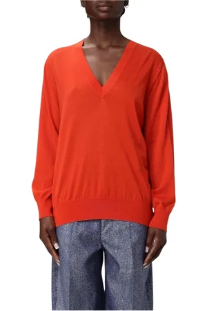 Bottega Veneta Truien, Dames, Rood, M, Luxe Rode Kabeltrui