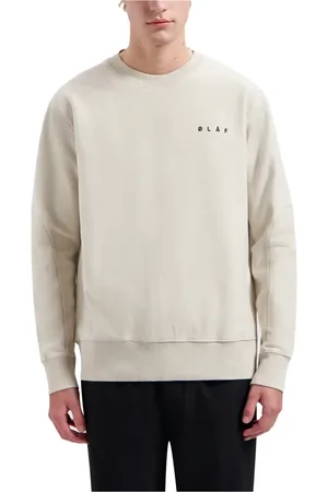 OLAF HUSSEIN Sweatshirts & Hoodies, Heren, Wit, XL, Katoen, Stijlvolle Crewneck Sweater Cement