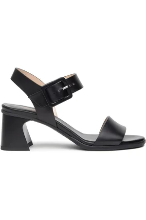 Nero Giardini Schoenen, Dames, Zwart, 40 EU, Leer, Zwarte leren blokhak sandalen