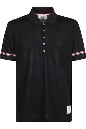 Thom Browne Tops, Heren, Blauw, L, Katoen, Katoenen Polo T-shirt