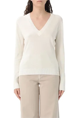 Peuterey Truien, Dames, Wit, S, Witte Elegante Gebreide Trui Vrouw