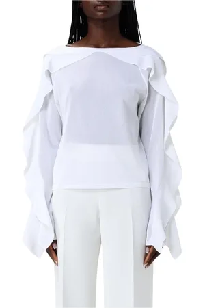 Alberta Ferretti Truien, Dames, Wit, S, Wol, Witte Kabel Gebreide Wollen Trui