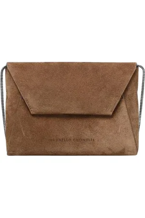 Brunello Cucinelli Tassen, Dames, , ONE Size, Suède, Envelope Clutch