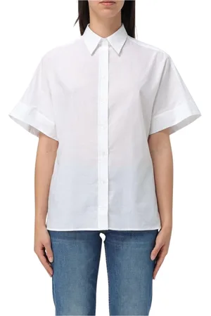 FAY Blouses & Shirts, Dames, Wit, L, Katoen, Witte Katoenen Overhemd, Klassieke Pasvorm