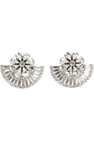 Alessandra Rich Accessoires, Dames, Grijs, ONE Size, Kristalventilatoroorbellen