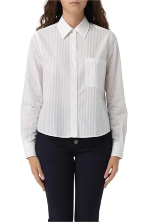 HUGO BOSS Blouses & Shirts, Dames, Wit, 3Xl, Katoen, Klassieke Gestreepte Lange Mouw Shirt