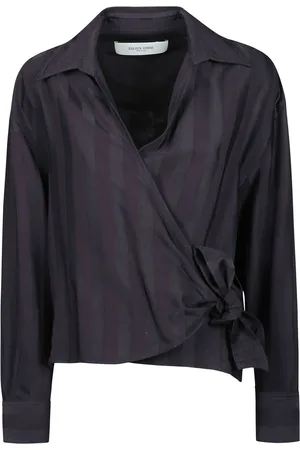 Golden Goose Blouses & Shirts, Dames, Paars, M, Katoen, Gestreepte Wrap Shirt Journey W
