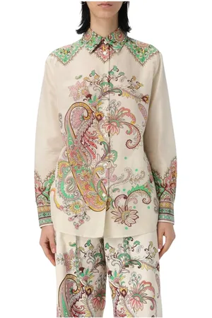 Etro Blouses & Shirts, Dames, Veelkleurig, XS, Katoen, Paisley print katoenen overhemd