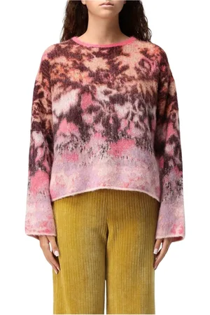 FORTE FORTE Truien, Dames, Veelkleurig, S, Abstract Print Mohair Pullover Sweater