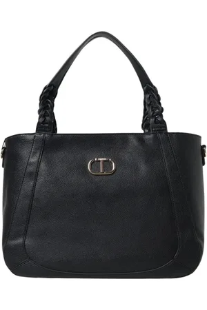 Twin-Set Tassen, Dames, Zwart, ONE Size, Gevlochten Handvat Tote Tas