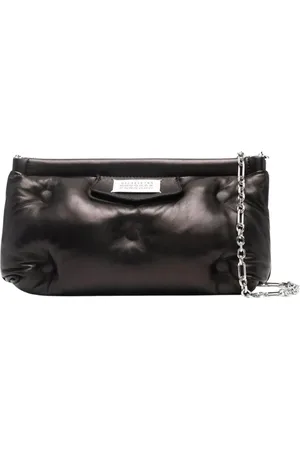 Maison Margiela Tassen, Dames, Zwart, ONE Size, Leer, Zwarte Gewatteerde Leren Clutch Tas