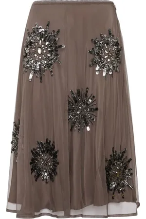 Maliparmi Rokken, Dames, Grijs, 2Xs, Polyester, Bloemen Polyester Rok