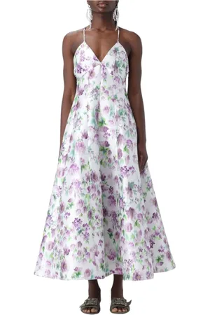 Serafini Kleedjes, Dames, Wit, S, Elegante Bloemen A-Lijn Midi Jurk
