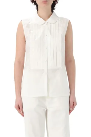 A.P.C. Blouses & Shirts, Dames, Wit, S, Katoen, Witte Poplin Blouse Geplooide Voorkant