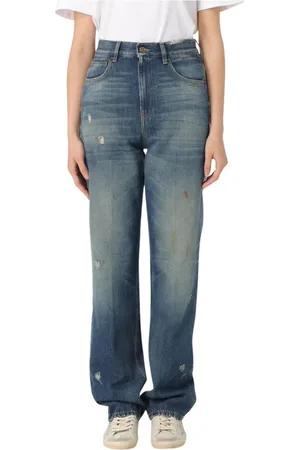Golden Goose Jeans, Dames, Blauw, W26, Klassieke Distressed Cut-Out Jeans