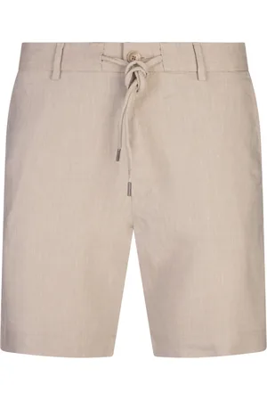 HUGO BOSS Korte broeken, Heren, Bruin, S, Linnen, Bruine Linnen Broek met Elastaan