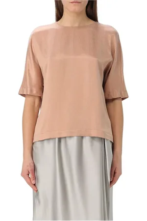 Giorgio Armani Tops, Dames, Roze, 2Xl, Zijden Relaxte Top Grijs Vrouw
