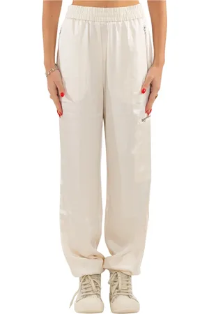 Lacoste Broeken, Dames, Wit, M, Silk Track Pants in XFJ