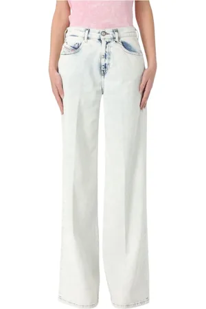 Diesel Jeans, Dames, Blauw, W26, Katoen, Wide Leg Acid Wash Jeans