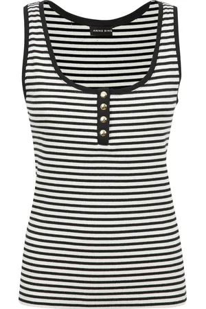 ANINE BING Tops, Dames, Veelkleurig, L, Katoen, Gestreepte katoenen geribbelde tanktop