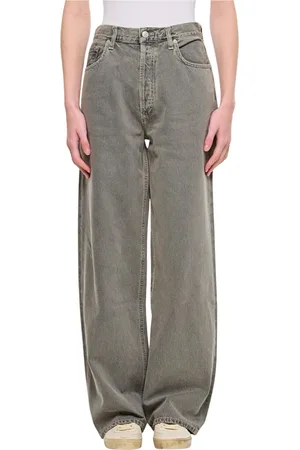 AGOLDE Jeans, Dames, Grijs, W24, Katoen, Grijze Wide Leg Jeans