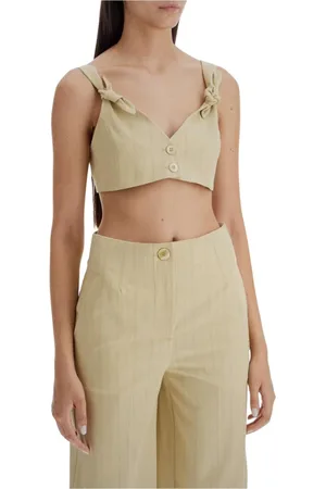 Ganni Tops, Dames, , S, Elegante Crop Top en Wijde Broek