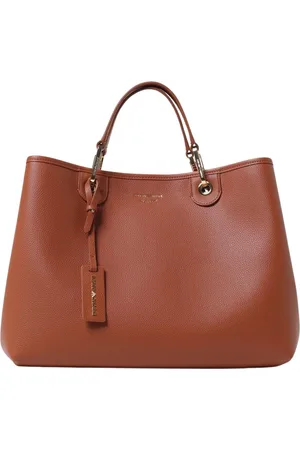 Emporio Armani Tassen, Dames, Bruin, ONE Size, Leer, Elegante leren tote tas