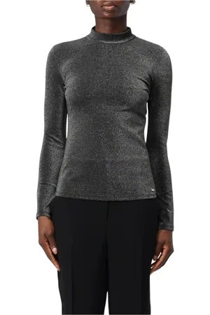 Armani Exchange Tops, Dames, Grijs, M, Zilver Glitter Sweater