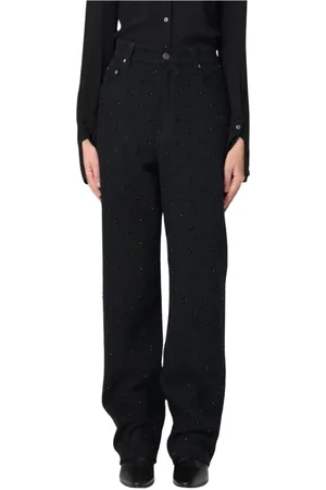 Golden Goose Jeans, Dames, Zwart, W29, Zwarte versierde wijde pijp jeans