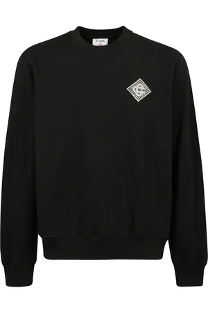 Casablanca Sweatshirts & Hoodies, Heren, Zwart, XL, Katoen, Zwarte Sweatshirt met Crewneck Applique