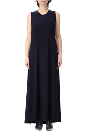 Norma Kamali Kleedjes, Dames, Blauw, XS, Polyester, Navy Mouwloze Maxi Jurk ALine