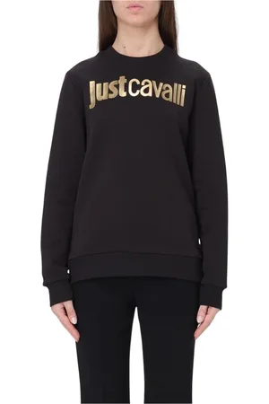 Roberto Cavalli Sweatshirts & Hoodies, Dames, Zwart, S, Katoen, Zwart Logo Sweatshirt Lange Mouwen