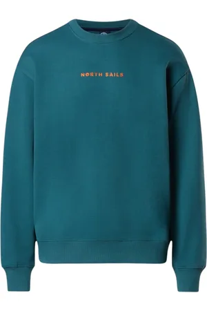 North Sails Sweatshirts & Hoodies, Heren, Blauw, 2Xl, Katoen, Katoenen Logo Sweatshirt met Geribbelde Details