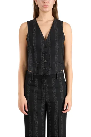 Msgm Jassen, Dames, Zwart, M, Wol, Lurex Wool Gilet Slim Fit