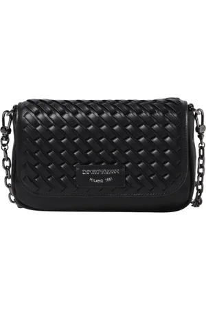 Emporio Armani Tassen, Dames, Zwart, ONE Size, Leer, Zwarte Leren Crossbody Tas