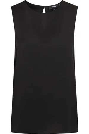 THEORY Tops, Dames, Zwart, M, Zijden Mouwloze Top
